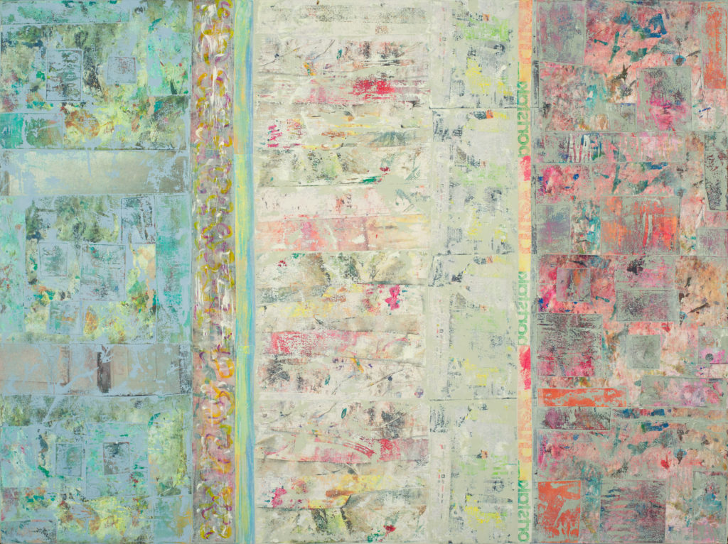 Alpha explores color using original collage materials and layers of saturated pigment.